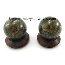 Labradorite Chips Orgone Ball Sphere With Tree Of Life Symbol