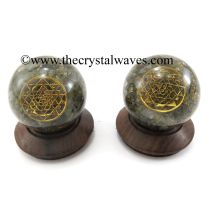 Labradorite Chips Orgone Ball Sphere With Yantra Symbol