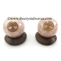 Rose Quartz Chips Orgone Ball Sphere With Tree Of Life Symbol