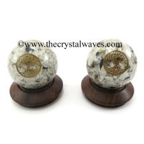 Rainbow Moonstone Chips Orgone Ball Sphere With Tree Of Life Symbol