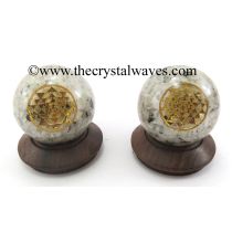 Rainbow Moonstone Chips Orgone Ball Sphere With Yantra Symbol