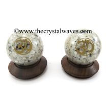 Rainbow Moonstone Chips Orgone Ball Sphere With Om Symbol
