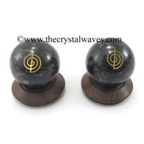 Black Tourmaline Chips Orgone Ball Sphere With Cho Ku Rei Symbol