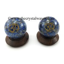 Lapis Lazuli Chips Orgone Ball Sphere With Om Symbol