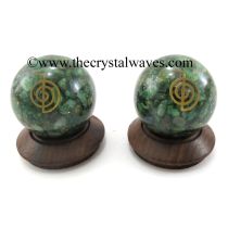 Green Aventurine Chips Orgone Ball Sphere With Cho Ku Rei Symbol