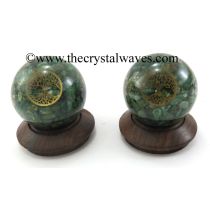 Green Aventurine Chips Orgone Ball Sphere With Tree Of Life Symbol