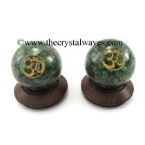 Green Aventurine Chips Orgone Ball Sphere With Om Symbol
