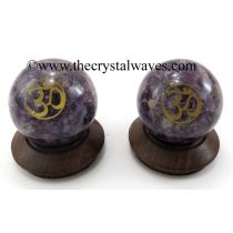 Amethyst Chips Orgone Ball Sphere With Om Symbol