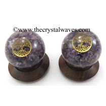 Amethyst Chips Orgone Ball Sphere With Tree Of Life Symbol