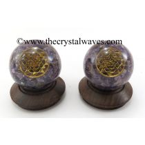 Amethyst Chips Orgone Ball Sphere With Yantra Symbol