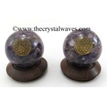 Amethyst Chips Orgone Ball Sphere With Flower Of Life Symbol