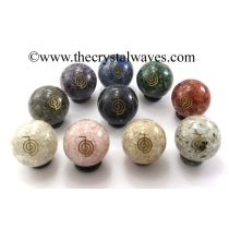 Mix Assorted Gemstone Chips Orgone Ball Sphere With Cho Ku Rei Symbol