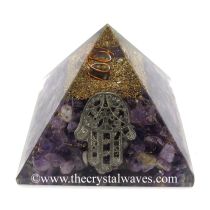 Amethyst Chips Orgone Pyramid With Hamsa Symbol