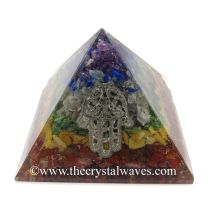 7 Chakra Layered Chips Orgone Pyramid With Hamsa Symbol