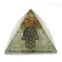 Crystal Quartz Chips Orgone Pyramid With Hamsa Symbol
