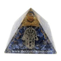 Sodalite Chips Orgone Pyramid With Hamsa Symbol