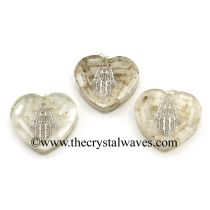Selenite Chips With Hamsa Symbol Heart Shape Orgone Pendant