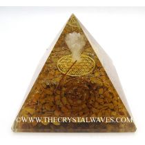 Yellow Aventurine Chips Big  Orgone Pyramid With Crystal Quartz Angel And Flower Of Life