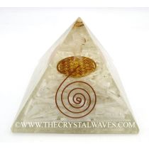Selenite Chips Big  Orgone Pyramid With Crystal Quartz Angel And Flower Of Life