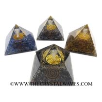 Mix Assroted Gemstones Chips Big  Orgone Pyramid With Crystal Quartz Angel And Flower Of Life