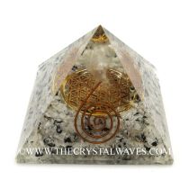 Rainbow Moonstone Chips Orgone Pyramid With Crystal Quartz Angel And Flower Of Life