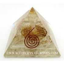 Selenite Chips Orgone Pyramid With Crystal Quartz Angel And Flower Of Life