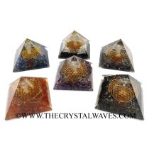 Mix Assorted Gemstone Chips Orgone Pyramid With Crystal Quartz Angel And Flower Of Life