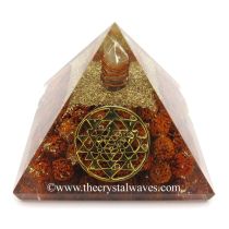 Rudraksha Beads Orgone Pyramid With Yantra Symbol