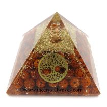 Rudraksha Beads Orgone Pyramid With Tree Of Life Symbol