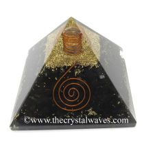Shungite Chips Orgone Pyramid With Copper Wrapped Crystal Point