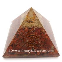 Red Jasper Chips Orgone Pyramids With Copper Wrapped Crystal Point