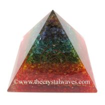 Chakra Dyed Layered Chips Big Orgone Pyramids With Copper Wrrapped Crystal Point