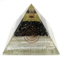 Black Tourmaline & Selenite Chips Big Orgone Pyramids With Copper Wrrapped Crystal Point