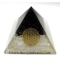 Black Tourmaline & Selenite Chips Big Orgone Pyramids With Flower Of Life & Copper Wrrapped Crystal Point