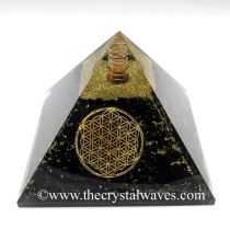 Black Tourmaline Chips Orgone Pyramids With Flower Of Life & Copper Wrapped Crystal Point
