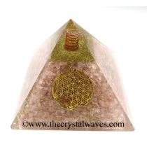 Rose Quartz Chips Orgone Pyramids With Flower Of Life & Copper Wrapped Crystal Point