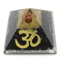 Black Tourmaline Chips Orgone Pyramid With Big Om  Symbol