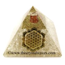 Crystal Quartz Chips Orgone Pyramid With Lotus Flower Of Life Symbol