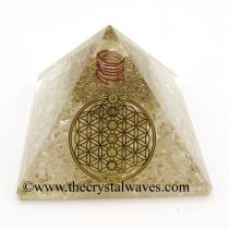 Crystal Quartz Chips Orgone Pyramid With Flower Of Life With Chakra Symbol