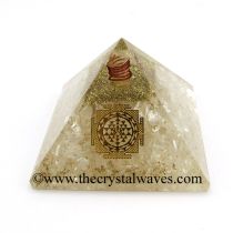Crystal Quartz Chips Orgone Pyramid With Meru Shreeyantra Symbol