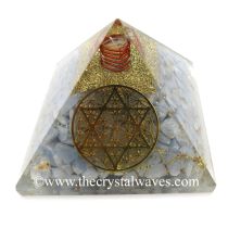 Angelite Chips Orgone Pyramid With Flower Of Life With Star Of David Symbol