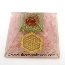 Rose Quartz Chips Orgone Pyramid With Lotus Flower Of Life Symbol