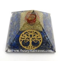 Lapis Lazuli Chips Orgone Pyramid With Vintage Tree Of Life Symbol