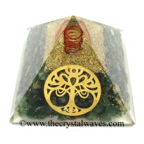 Green Aventurine Chips Orgone Pyramid With Vintage Tree Of Life Symbol