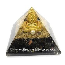 Black Tourmaline Chips Orgone Pyramid With Meru Shreeyantra