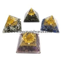 Mix Assorted Gemstone Chips Chips Orgone Pyramid With Meru Shreeyantra