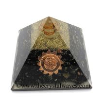 Black Tourmaline Chips Orgone Pyramid With Sun Symbol