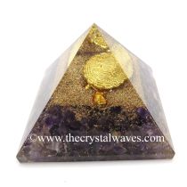 Amethyst Chips Orgone Pyramid With Fengshui / Vastu Tortoise