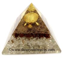Rudraksha & Crystal Quartz Chips Orgone Pyramid With Fengshui / Vastu Tortoise