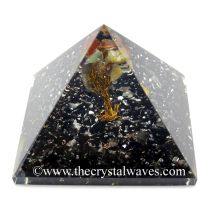 Black Tourmaline Chips Base With Chakra Tree Orgone Pyramid